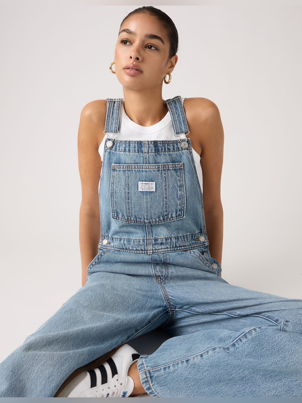 Levis Vintage Straight Denim Overalls Light Wash What A Delight Jean Classic 90s - Picture 5 of 14